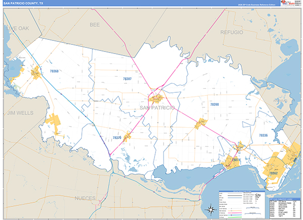 San Patricio County, TX Zip Code Map